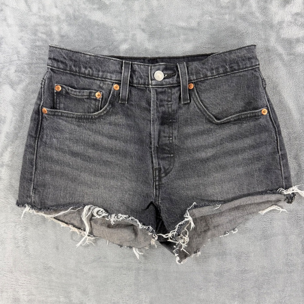 Levi's 501 Original High Rise Cut Off Shorts Women's Size 28 Black Gray